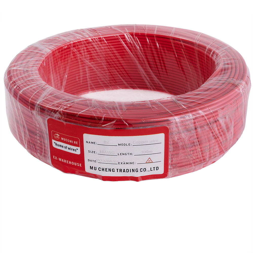 Провод монолитный 1.0mm2 (18AWG/D1.13мм, медь, PVC), красный