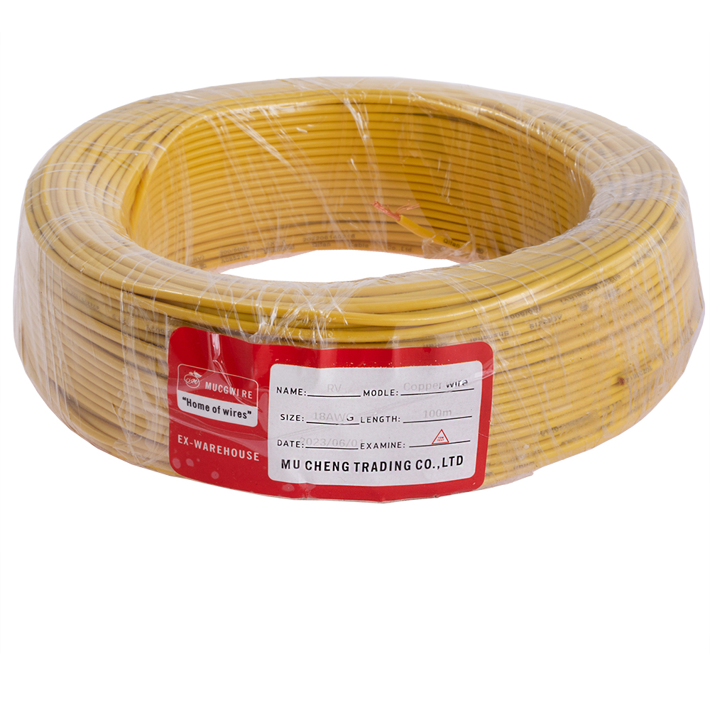 Провод многожильный 1.0mm2 (18AWG/32xD0.20мм, медь, PVC), желтый