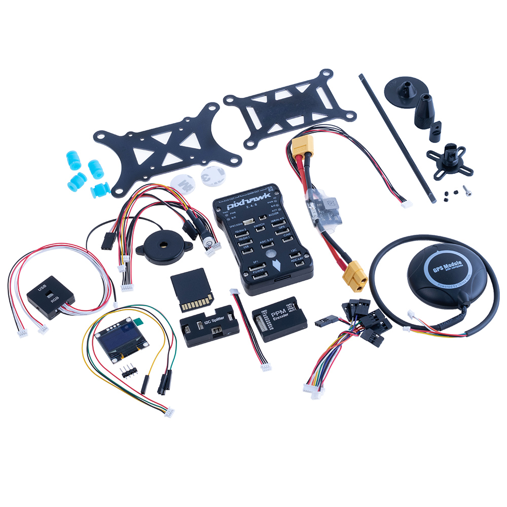 Контролер польоту Pixhawk 2.4.8 FC+Buzzer+ Safety Switch+Power Module+PPM+I2C+Shock Absorber Board+SD Card+Neo-M8N GPS+GPS Holder+ OSD OLED Display +DF13 4/5/6 Pin Cable+RGB module