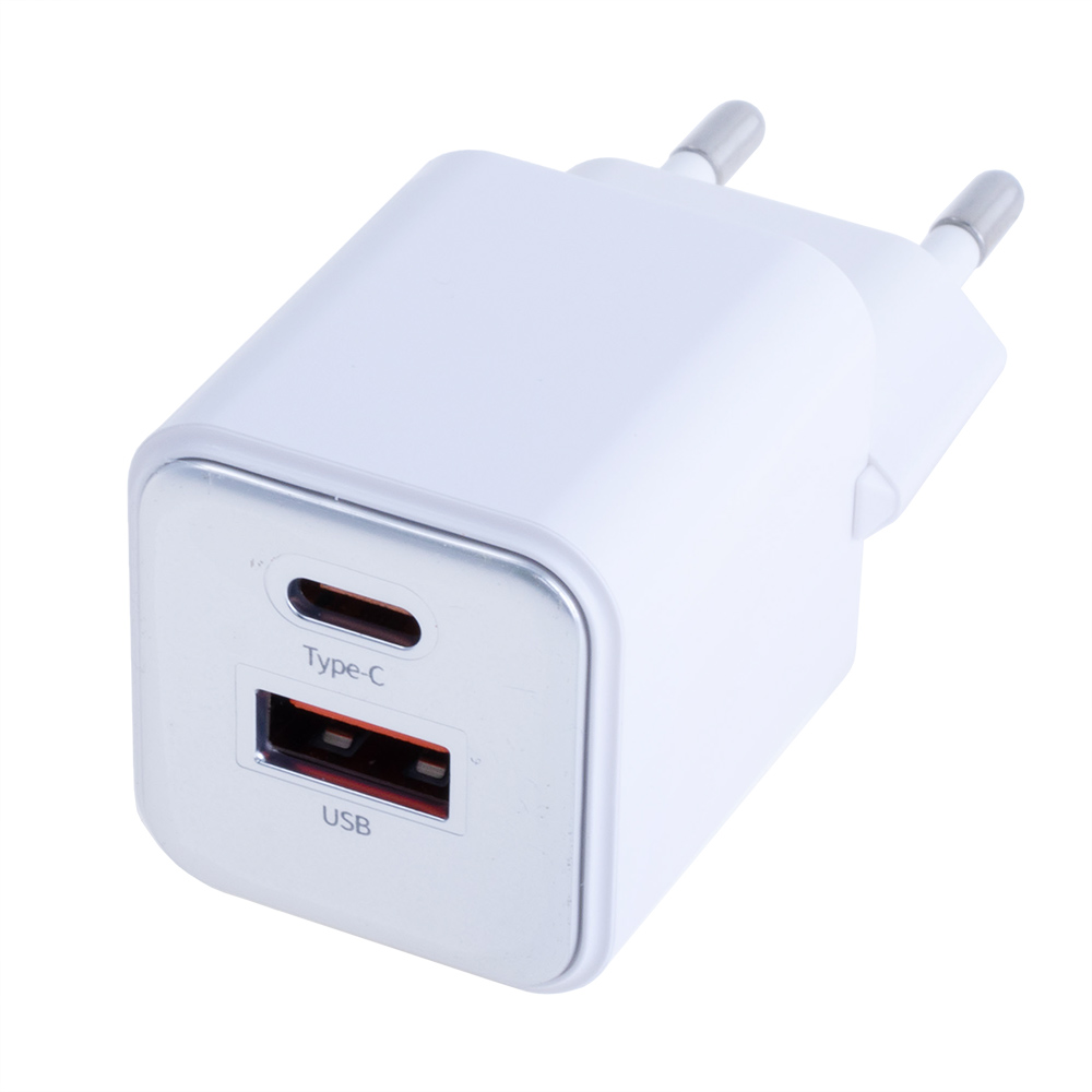 Зарядний пристрій US-CC189 PD30W+QC3.0 A+C Dual-port Fast Charger (white, EU)